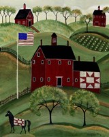 American Red Quilt House Fine Art Print