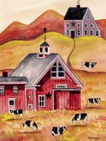 Cow Folk Art Barn Fine Art Print