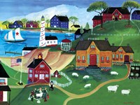 Sheep At Seaside School Fine Art Print