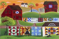 Sunrise Quilt Village Fine Art Print