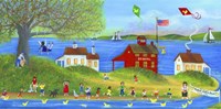 Rubber Dickie Race At Little Red School House Folk Art Fine Art Print