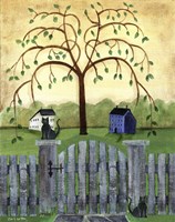 Couintry Cats under Willow Tree Fine Art Print