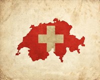 Map with Flag Overlay Switzerland Fine Art Print