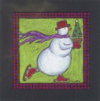 Skating Snowman Fine Art Print