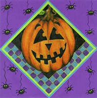 Jack o Lantern with Purple Spiders Fine Art Print