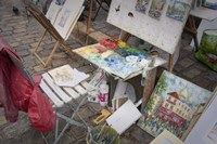Monmartre Artist Working On Place du Tertre III Fine Art Print