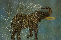 Gold Spraying Elephant Framed Print