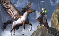 Elf Summoning A Pegasus Fine Art Print