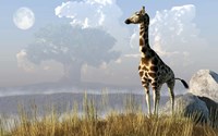 Giraffe And Giant Tree Fine Art Print