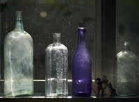 Still Life With Bottles And Found Figurines Fine Art Print