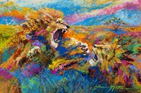 Pride Fight in the Savanna - African Lions Fine Art Print