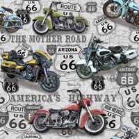 Vintage Motorcycles on Route 66-C Fine Art Print
