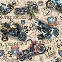 Vintage Motorcycles on Route 66-X Fine Art Print