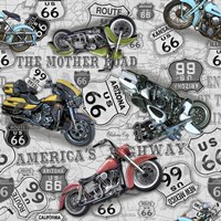 Vintage Motorcycles on Route 66-Z Fine Art Print