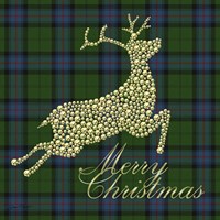 Merry Christmas Plaid - Gold Deer Fine Art Print