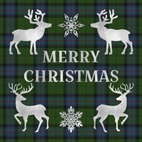 Merry Christmas Plaid - Silver Fine Art Print