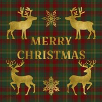 Merry Christmas Plaid - Gold, Red & Green Fine Art Print