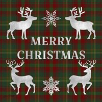 Merry Christmas Plaid - silver Framed Print