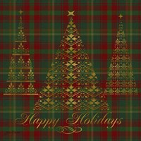 Happy Holidays Plaid - gold Fine Art Print