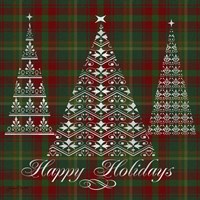 Happy Holidays Plaid - silver Fine Art Print