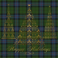 Happy Holidays Plaid - Gold Fine Art Print
