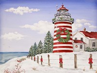Christmas Lighthouse Fine Art Print