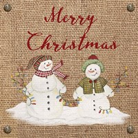 Christmas on Burlap- Merry Christmas 3 Framed Print