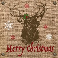 Christmas on Burlap - Merry Christmas 2 Framed Print