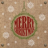 Christmas on Burlap - Merry Christmas 1 Fine Art Print