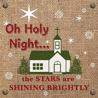 Christmas on Burlap - Oh Holy Night Fine Art Print