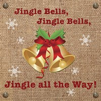 Christmas on Burlap - Jingle Bells Fine Art Print