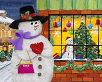 Snow Woman Window Shops Fine Art Print