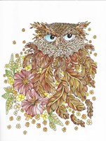 Watercolor Feathery Owl Fine Art Print