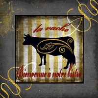 Gold Welcome To Our Bistro Cow 1 Fine Art Print