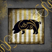 Gold Welcome To Our Bistro Pig Fine Art Print