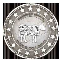 Good Ol' BBQ Square Cow Framed Print