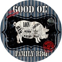 Good Ol' Family BBQ Round Pig Fine Art Print