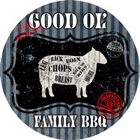 Good Ol' Family BBQ Round Framed Print