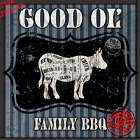 Good Ol' Family BBQ Square Cow Framed Print