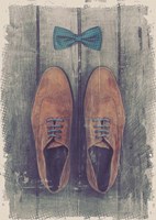 Vintage Fashion Bow Tie and Shoes - Brown Fine Art Print