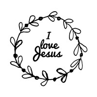 I Love Jesus - Wreath Doodle White Fine Art Print