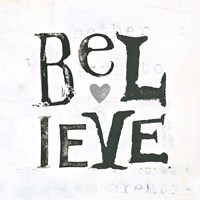 Believe Gray Hearts Fine Art Print