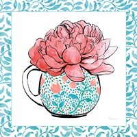 Floral Teacup I Vine Border Fine Art Print