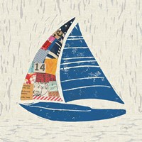 Nautical Collage IV on Linen Framed Print