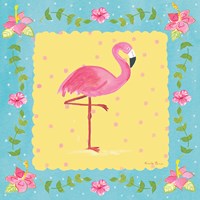 Flamingo Dance I Sq Border Fine Art Print