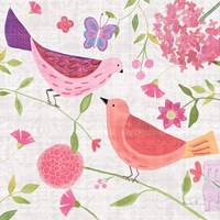 Damask Floral and Bird IV v2 Fine Art Print