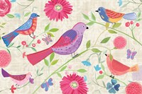 Damask Floral and Bird I Fine Art Print