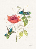 Teal Hummingbirds II Flower Fine Art Print