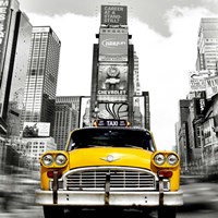 Vintage Taxi in Times Square, NYC (detail) Fine Art Print