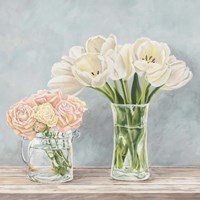 Fleurs et Vases Aquamarine I Fine Art Print